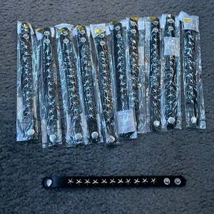 Black leather bracelets kids size